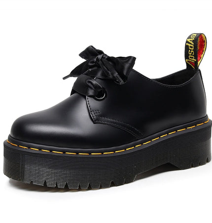 TALKLESSFASHION 1461 Platform Small Leather Shoes 2 Hole Rose Roger Women's Homo Holly Leather Low Top Flatform Sole Booties College Style