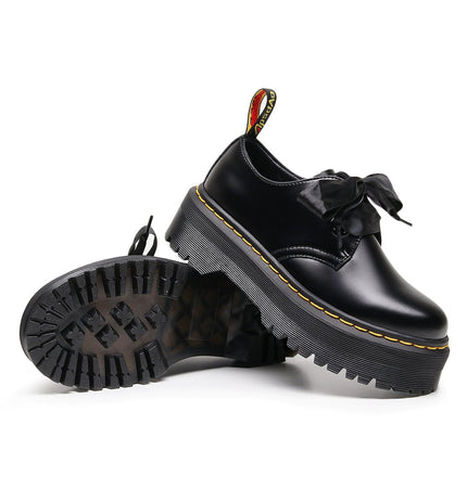 TALKLESSFASHION 1461 Platform Small Leather Shoes 2 Hole Rose Roger Women's Homo Holly Leather Low Top Flatform Sole Booties College Style