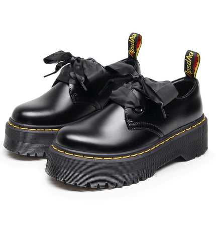 TALKLESSFASHION 1461 Platform Small Leather Shoes 2 Hole Rose Roger Women's Homo Holly Leather Low Top Flatform Sole Booties College Style