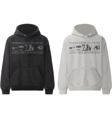 TALKLESSFASHION 2019 American retro trend heavy compound wash abstract pattern design men's hooded loose hooded sweatshirt