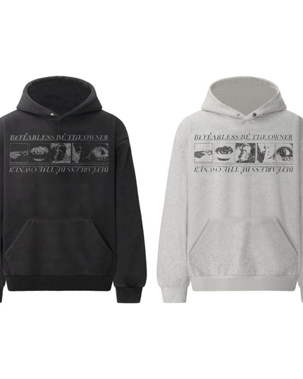 TALKLESSFASHION 2019 American retro trend heavy compound wash abstract pattern design men's hooded loose hooded sweatshirt
