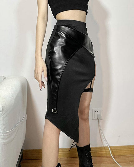 TALKLESSFASHION 2022 cross-border European and American style spring new women's clothing solid color slim high waist fashion irregular slit skirt for women
