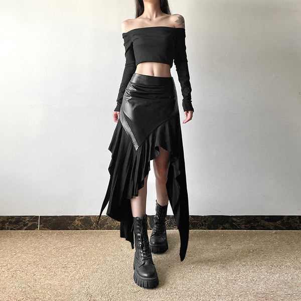 Asymmetric High-Waist Sculpting Skirt