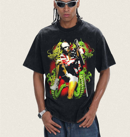 TALKLESSFASHION 2026 Cross-border Playboi Carti Summer Cotton Short Sleeve T-Shirt Men's American Crew Neck Dropped Shoulder Couple Short Sleeves