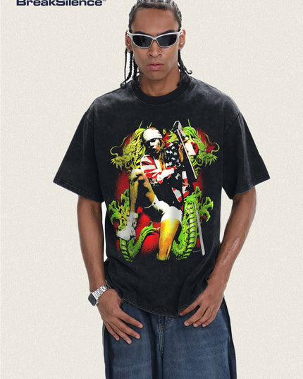 TALKLESSFASHION 2026 Cross-border Playboi Carti Summer Cotton Short Sleeve T-Shirt Men's American Crew Neck Dropped Shoulder Couple Short Sleeves