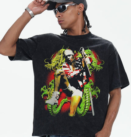 TALKLESSFASHION 2026 Cross-border Playboi Carti Summer Cotton Short Sleeve T-Shirt Men's American Crew Neck Dropped Shoulder Couple Short Sleeves