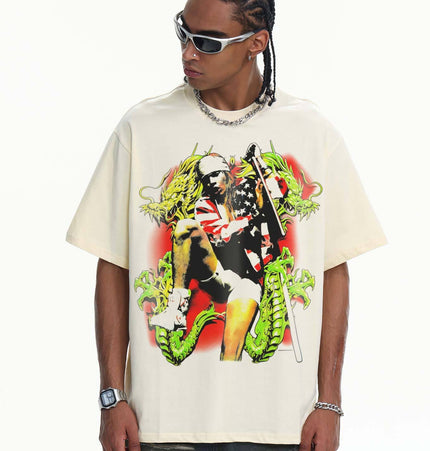 TALKLESSFASHION 2026 Cross-border Playboi Carti Summer Cotton Short Sleeve T-Shirt Men's American Crew Neck Dropped Shoulder Couple Short Sleeves