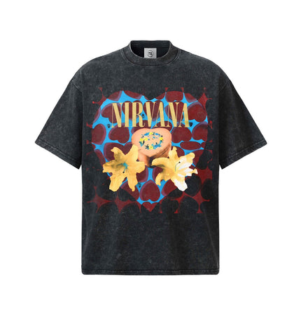 TALKLESSFASHION 2026 Spring and Summer Nirvana Heart-shaped Gift Box American Cotton T-Shirt Men's Direct Jet Print Summer Breathable American Short Sleeves