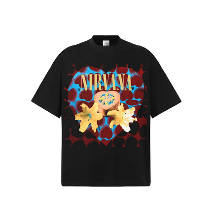TALKLESSFASHION 2026 Spring and Summer Nirvana Heart-shaped Gift Box American Cotton T-Shirt Men's Direct Jet Print Summer Breathable American Short Sleeves