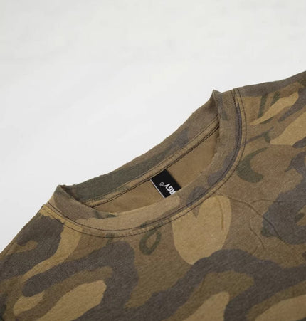 TALKLESSFASHION 2026 Spring New High Street Military Green Camouflage Crew Neck Sweatshirt Oversize Loose Cotton Blend Trendy Brand Long Sleeves