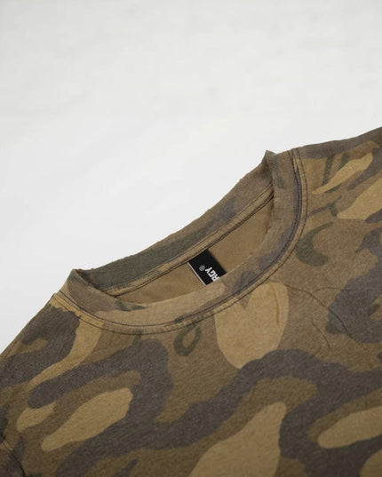 TALKLESSFASHION 2026 Spring New High Street Military Green Camouflage Crew Neck Sweatshirt Oversize Loose Cotton Blend Trendy Brand Long Sleeves