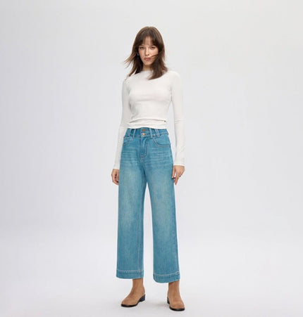 TALKLESSFASHION 25 / Malachite green four-sided elastic cropped high waist loose wide-leg