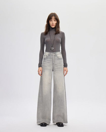 TALKLESSFASHION 25 / Silver gray vintage silver gray wide-leg pants jeans
