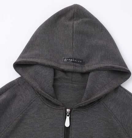 TALKLESSFASHION 25010 Retro High-End Neutral Trend Solid Color Deconstructed Jacket Design Men's Loose Cardigan Hooded Sweatshirt