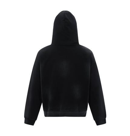 TALKLESSFASHION 27112 Fall/Winter American Retro High-End Neutral Letter Print Design Washed Heavy Men's Hooded Sweatshirt