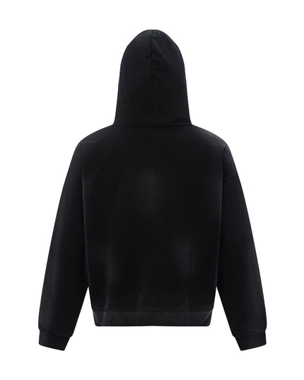 TALKLESSFASHION 27112 Fall/Winter American Retro High-End Neutral Letter Print Design Washed Heavy Men's Hooded Sweatshirt