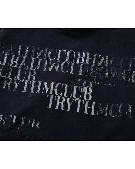 TALKLESSFASHION 27245 American retro high-end neutral letter design neutral thickened men's heavy loose hooded sweatshirt