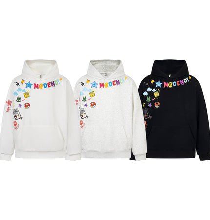 TALKLESSFASHION 2726 American retro high street trend men's and women's high-end sense fun color print design men's hooded sweatshirt