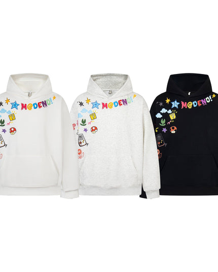 TALKLESSFASHION 2726 American retro high street trend men's and women's high-end sense fun color print design men's hooded sweatshirt