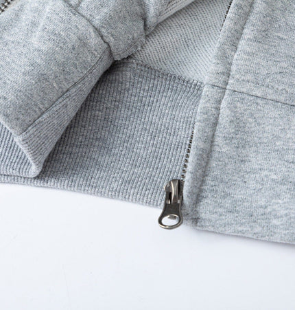 TALKLESSFASHION 27378 American retro unisex high-end solid color deconstructed design men's heavy loose hooded sweatshirt