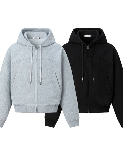 TALKLESSFASHION 27378 American retro unisex high-end solid color deconstructed design men's heavy loose hooded sweatshirt
