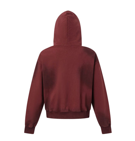 TALKLESSFASHION 27415 American street trend neutral trend print old-feeling spray horse design short and wide men's hooded sweatshirt