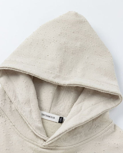 TALKLESSFASHION 27420 American street trend neutral trend retro full of worn hole design short and wide men's hooded sweatshirt