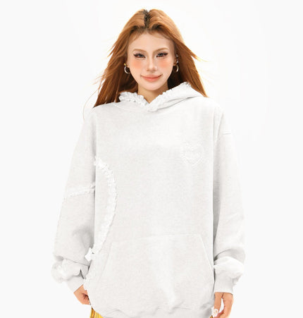 TALKLESSFASHION 2769 American retro high street trend men's and women's high-end letter embroidery love design men's hooded sweatshirt