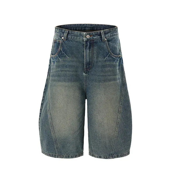 Washed Lightning Crack Denim short -0183