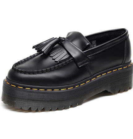 TALKLESSFASHION 35 / Rim beads black (5cm) Leiyu tassel loafers, female genuine leather low-top small leather shoes, British fashion thick-soled student versatile casual shoes 5cm