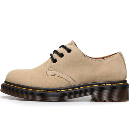 TALKLESSFASHION 35 / Velvet Sand (3cm) Reverse velvet 1461 low-top small leather shoes, women's leather, British style plus-size boots, round-toed men's casual workwear, Martin shoes
