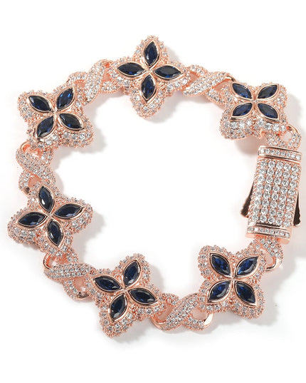 TALKLESSFASHION 7inch bracelet / Rose gold navy Hip-hop rap chain, infinite clover bracelet, fashion cool ruffian, high-end 5A zircon color necklace jewelry