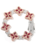 Two-color electroplated rose gold red corundum