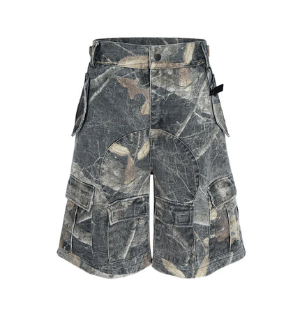 TALKLESSFASHION 8487 / Asian M Washed Camouflag Baggy Short  --8953