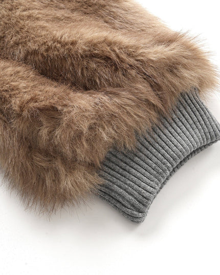 TALKLESSFASHION American Faux Fur Cropped Layered Jacket