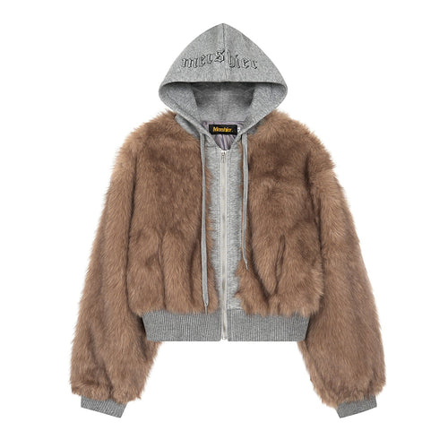 THETLSTUDIO American Faux Fur Cropped Layered Jacket