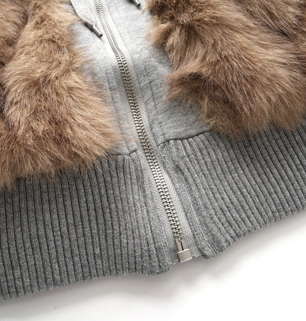 TALKLESSFASHION American Faux Fur Cropped Layered Jacket