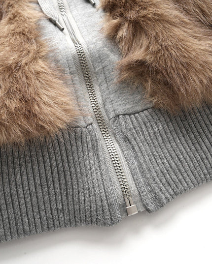 TALKLESSFASHION American Faux Fur Cropped Layered Jacket