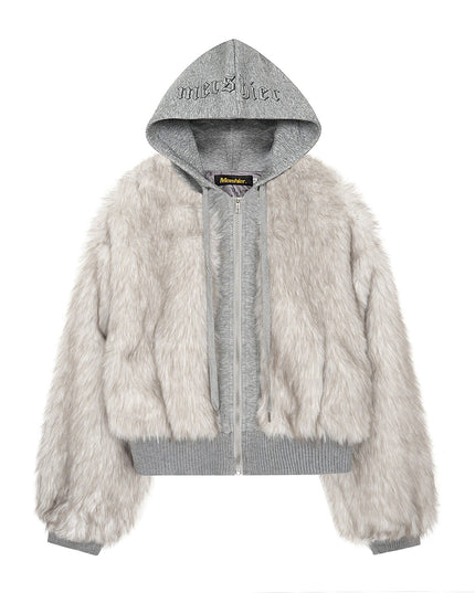 TALKLESSFASHION American Faux Fur Cropped Layered Jacket