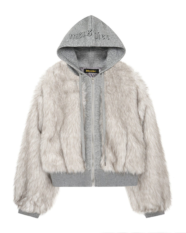 TALKLESSFASHION American Faux Fur Cropped Layered Jacket