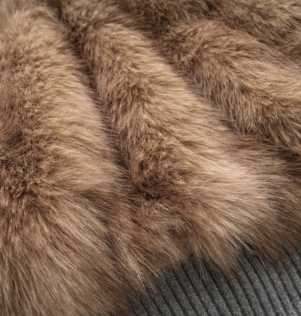 TALKLESSFASHION American Faux Fur Cropped Layered Jacket