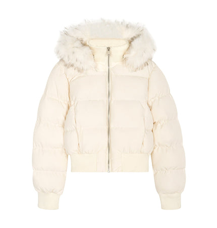 TALKLESSFASHION American Fur Collar Cropped Puffer
