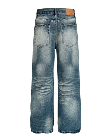 TALKLESSFASHION American high street washed cat beard jeans for men and women couples cleanfit retro straight leg slim trousers trend