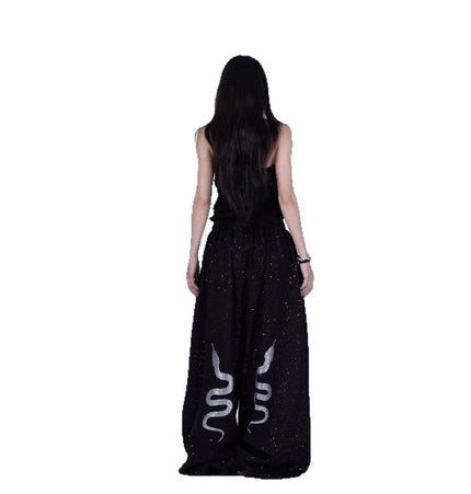 TALKLESSFASHION American hot diamond sprinkled sparkling snake print glitter pants women's loose street dance jazz jzza casual sports sweatpants