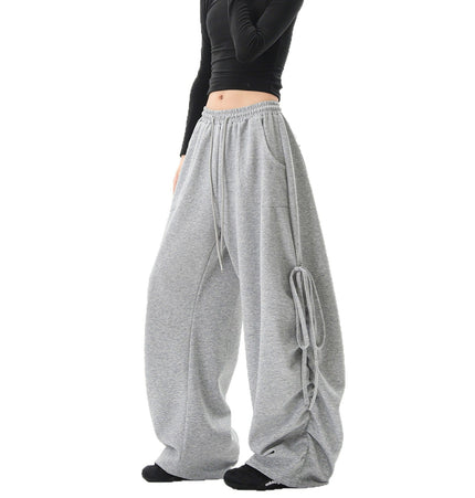 TALKLESSFASHION American lazy and loose streamer strappy gray sweatpants hot girl jazz dance hip hop loose straight scimitar pants