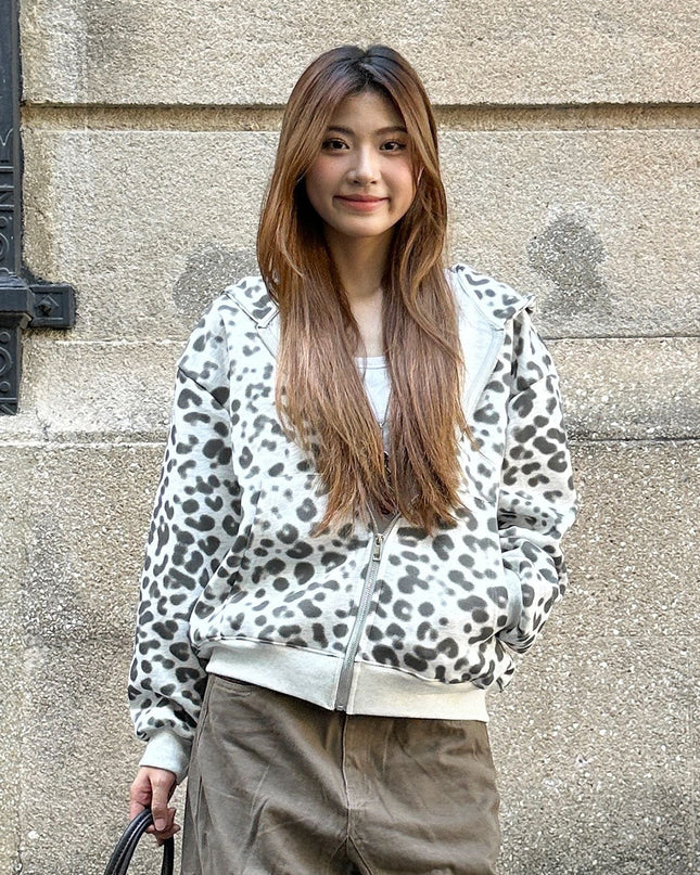 TALKLESSFASHION American leopard print hooded