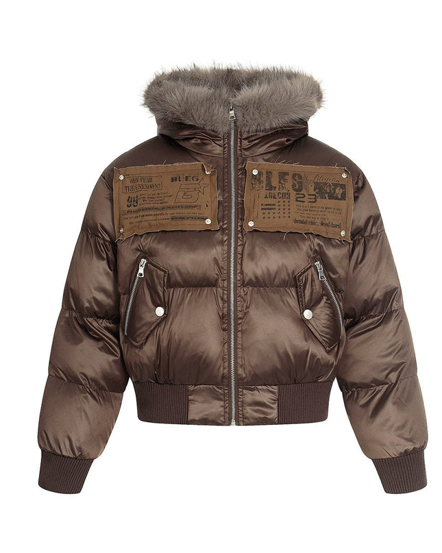 TALKLESSFASHION American mountain carved fur collar jacket