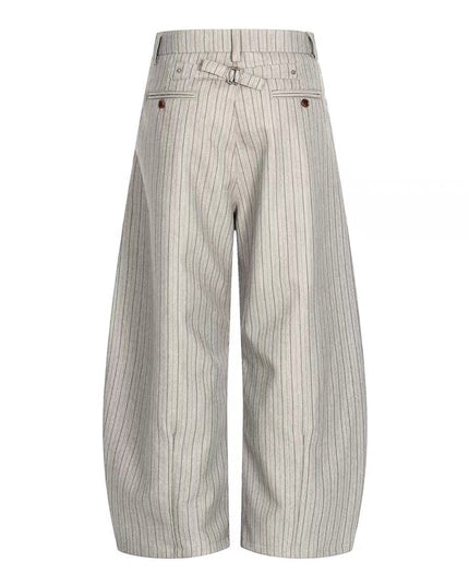 TALKLESSFASHION American retro casual versatile striped trousers for men and women, spring and autumn loose wide-leg scimitar pants, old money style high-end