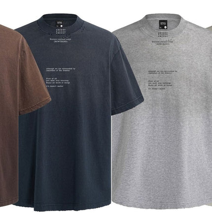 TALKLESSFASHION American retro half-spray abrasion wash design sense short sleeve T-shirt for men and women street fashion brand hip-hop loose body shirt