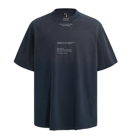TALKLESSFASHION American retro half-spray abrasion wash design sense short sleeve T-shirt for men and women street fashion brand hip-hop loose body shirt